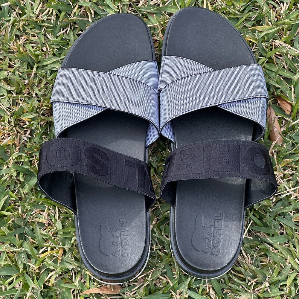 Sorel Roaming Sport Slide Sandals Women’s Sz. 10 Black White Casual Slip On (C2